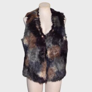 Guess Boho Luxe Faux Fur Vest – Multicolor Statement Layer